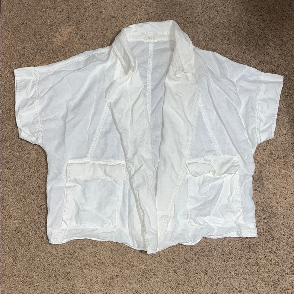 Eileen Fisher Organic Linen Short Sleeve Jacket Oversized‎ Lagenlook White 1X